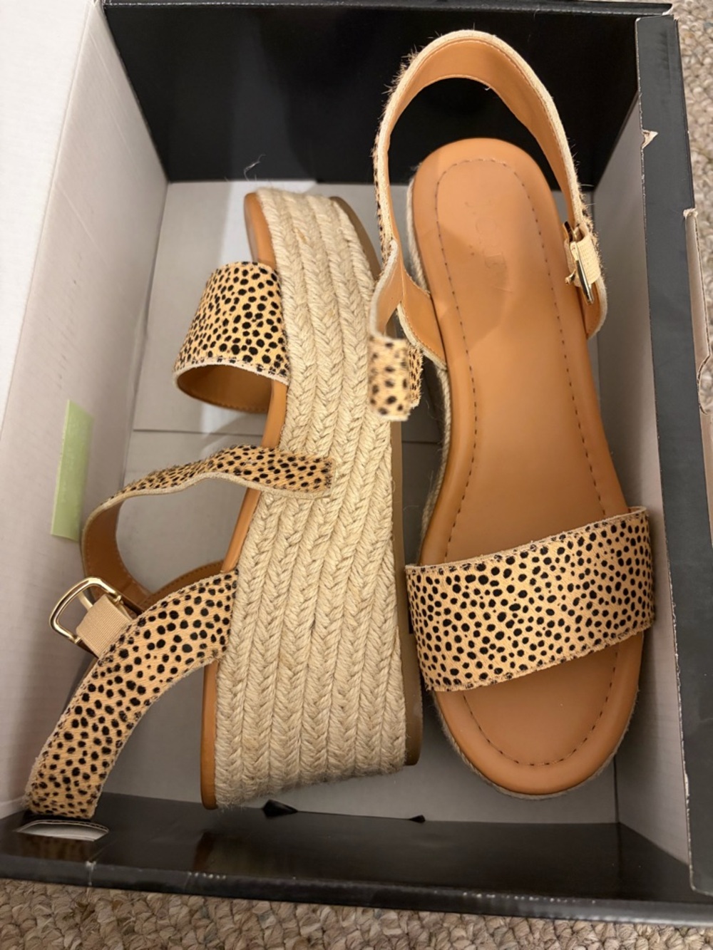 J. Crew Leopard Print Espadrille Platform Sandals - Tan/Black